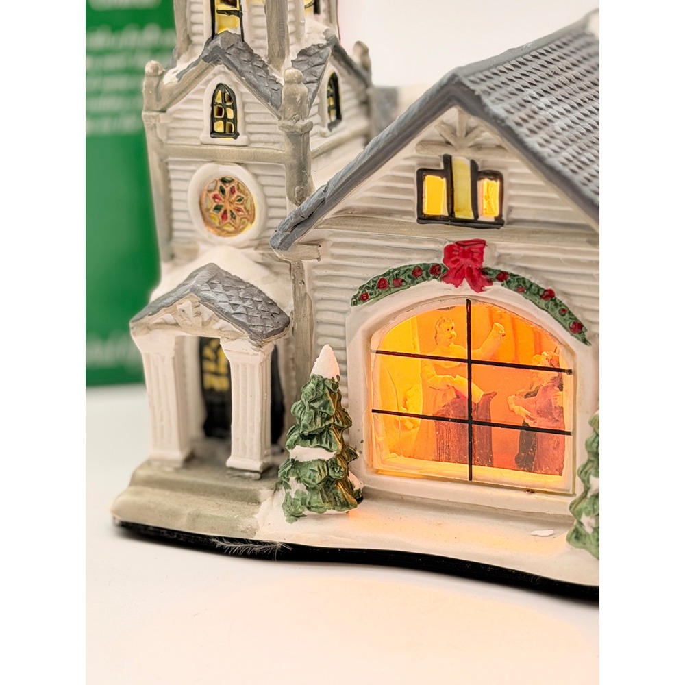 Holiday Creek Christmas Village Lighted Country Church 7.5" Hand Painted